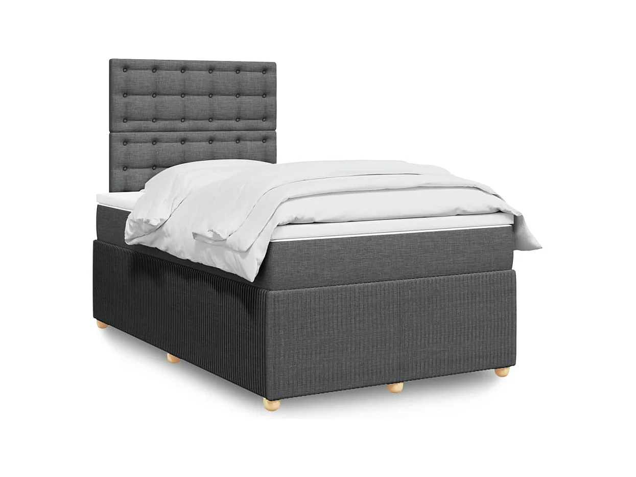 Sommier à lattes de lit avec matelas gris foncé 120x190cm tissu