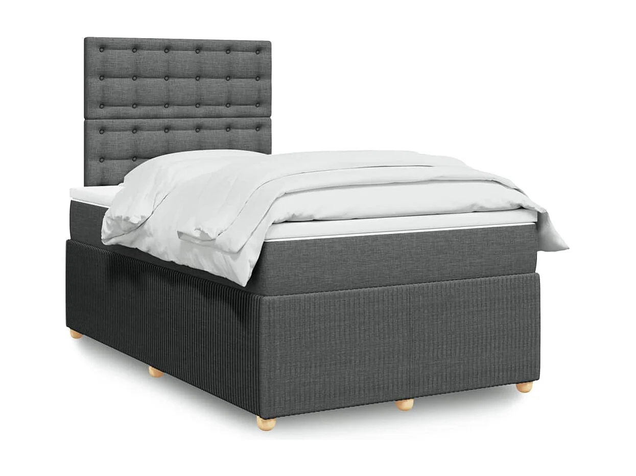 Cama boxspring com colchão 120x190 cm tecido cinzento-escuro