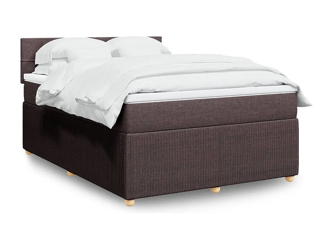 Cama box spring con colchón tela marrón oscuro 140x200 cm