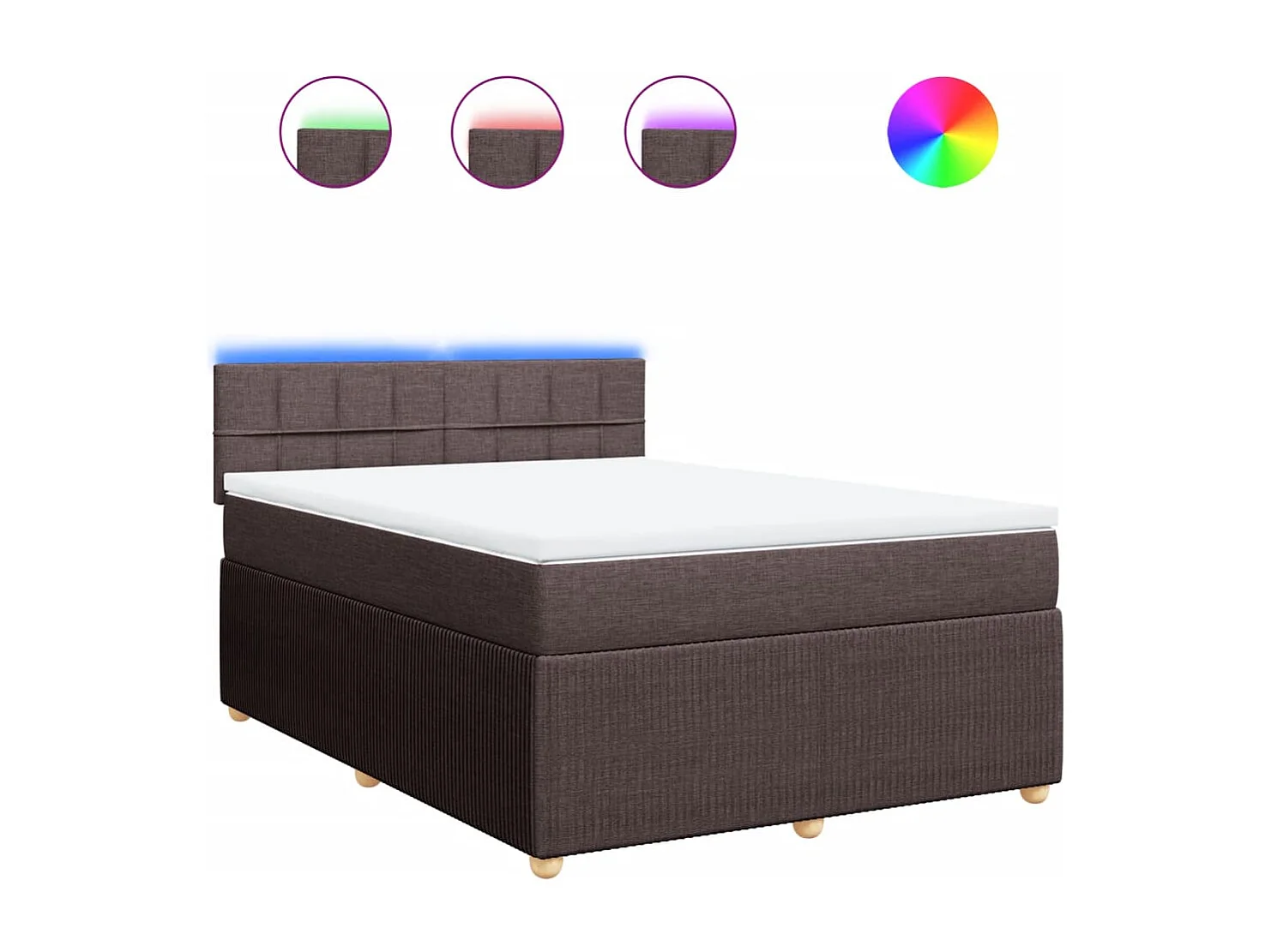 Cama box spring con colchón tela marrón oscuro 140x200 cm