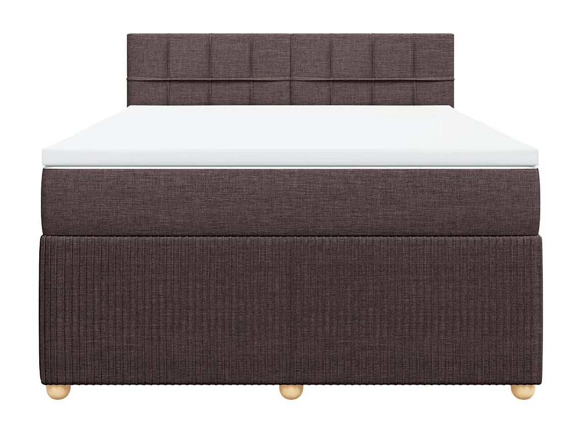 Cama box spring con colchón tela marrón oscuro 140x200 cm