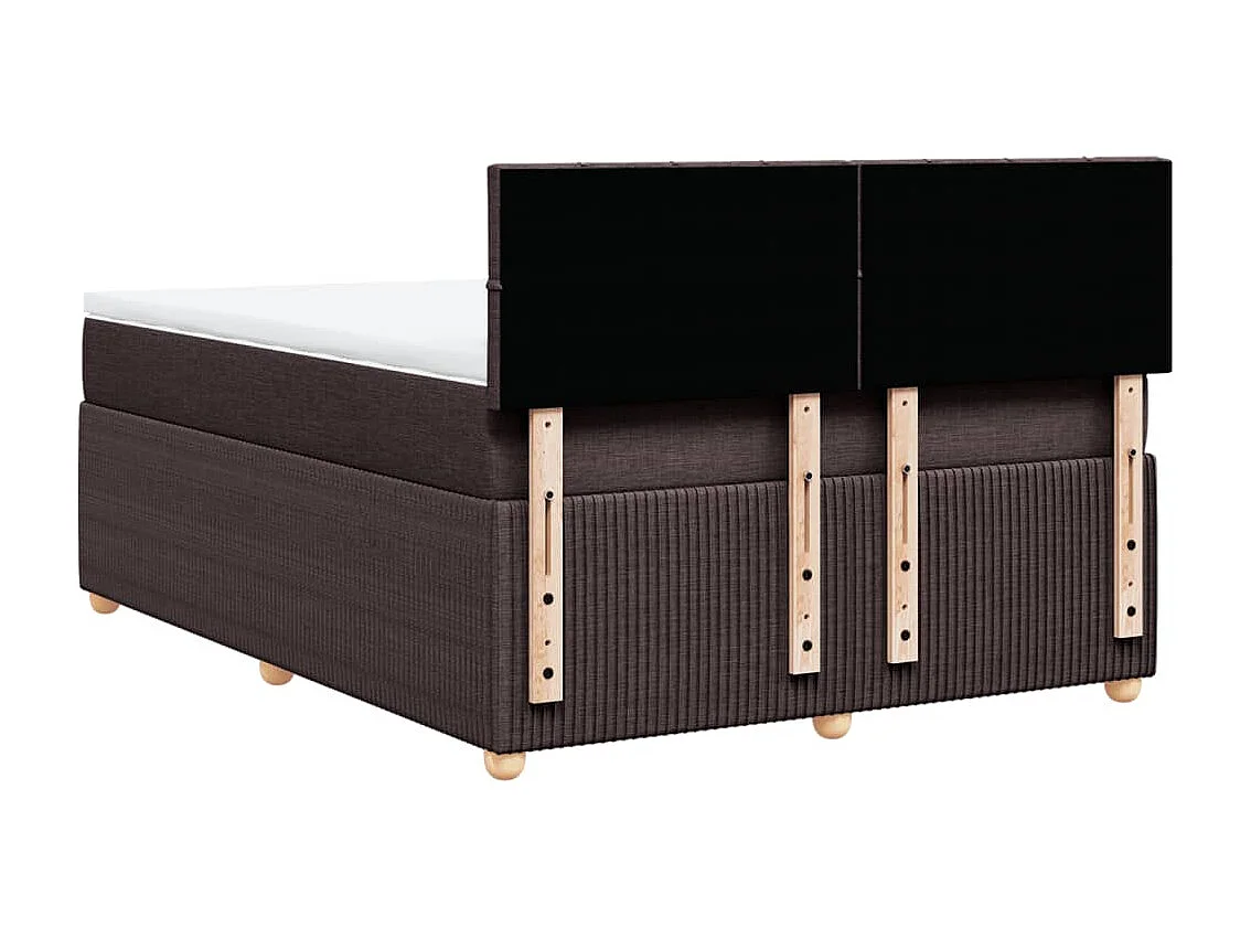 Cama box spring con colchón tela marrón oscuro 140x200 cm