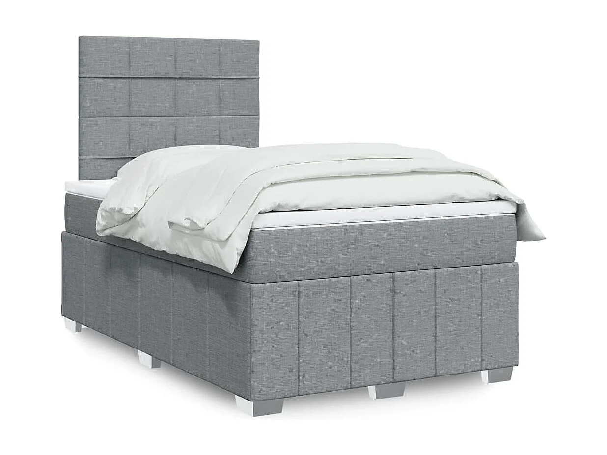 Sommier à lattes de lit avec matelas Gris clair 120x200cm Tissu