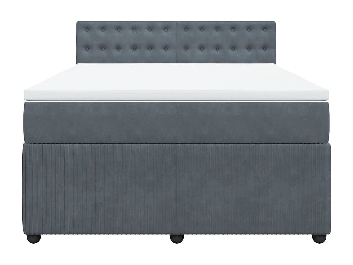 Sommier à lattes de lit et matelas Gris foncé 140x200cm Velours