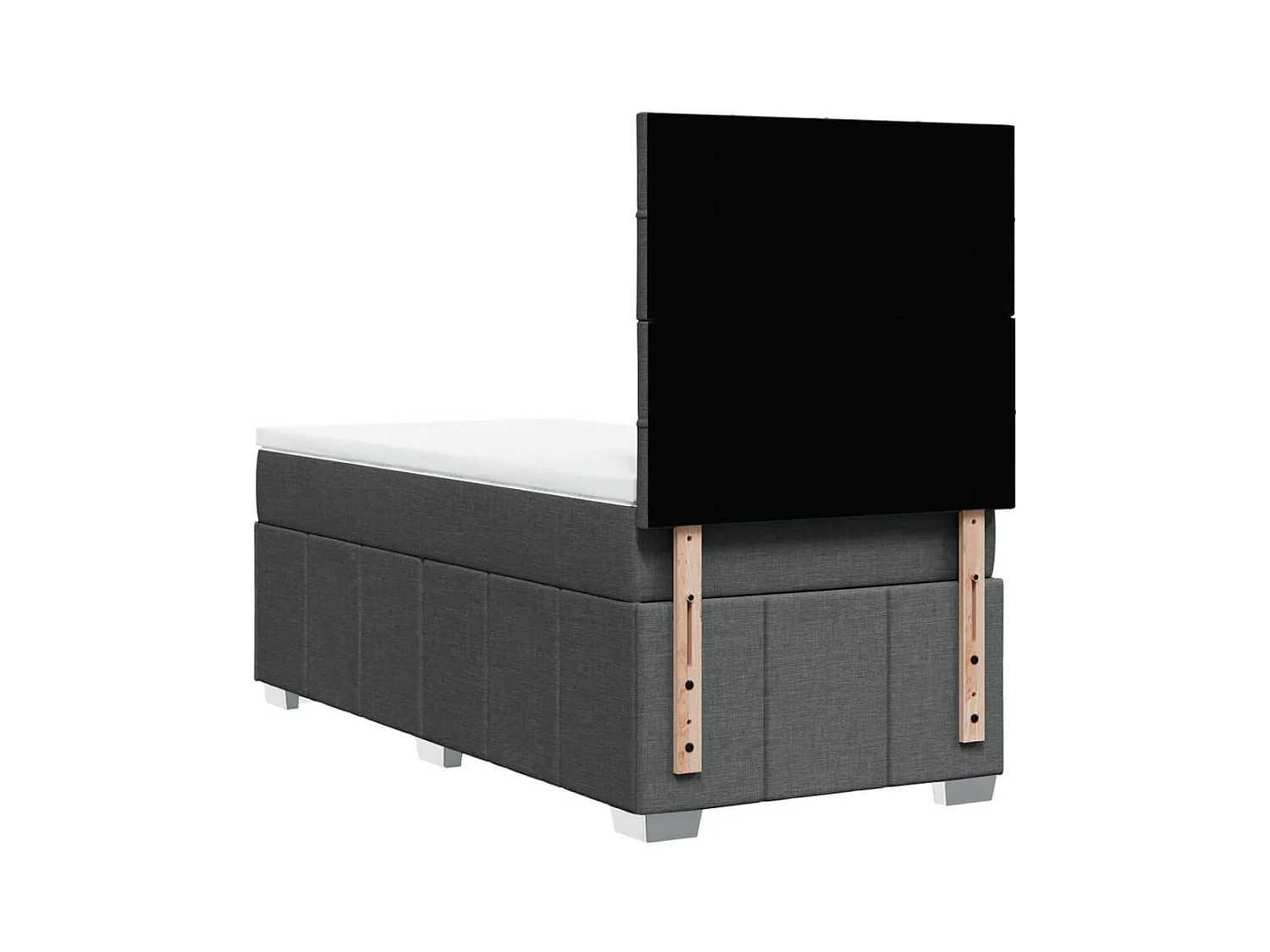 Cama box spring con colchón tela gris oscuro 90x190 cm