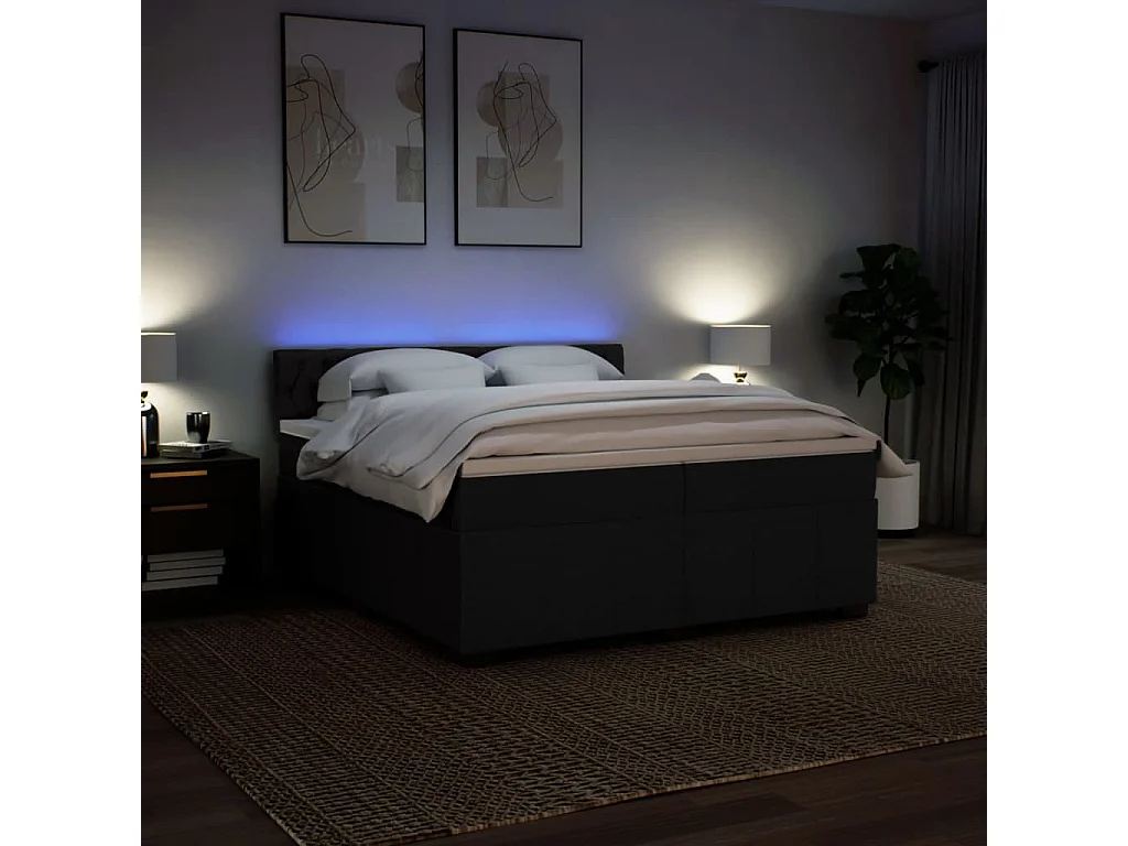 Boxspring met matras stof zwart 200x200 cm