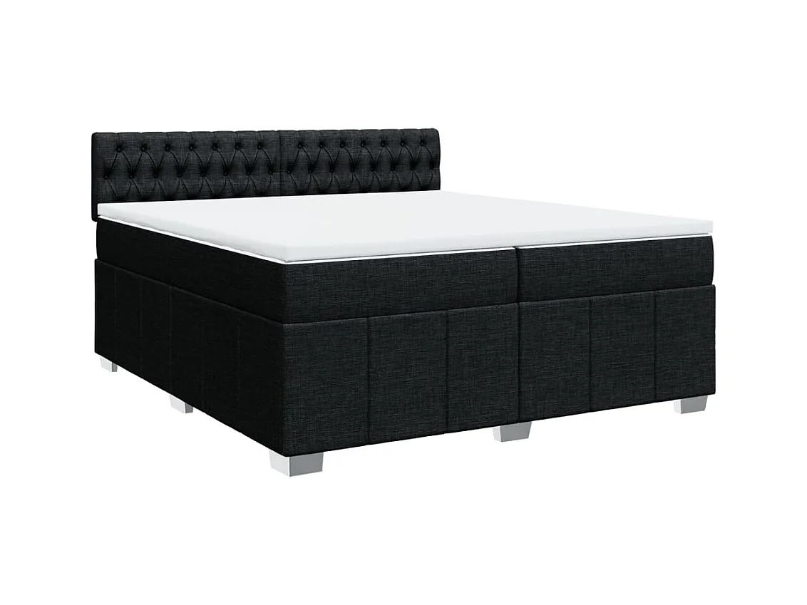Sommier à lattes de lit avec matelas Noir 200x200 cm Tissu