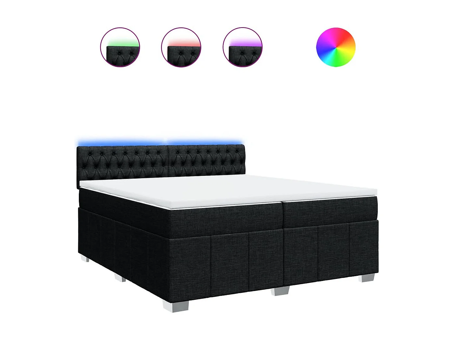 Sommier à lattes de lit avec matelas Noir 200x200 cm Tissu