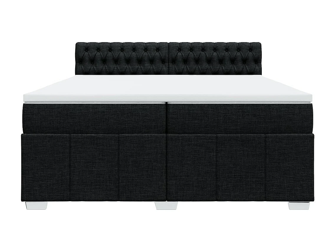 Sommier à lattes de lit avec matelas Noir 200x200 cm Tissu