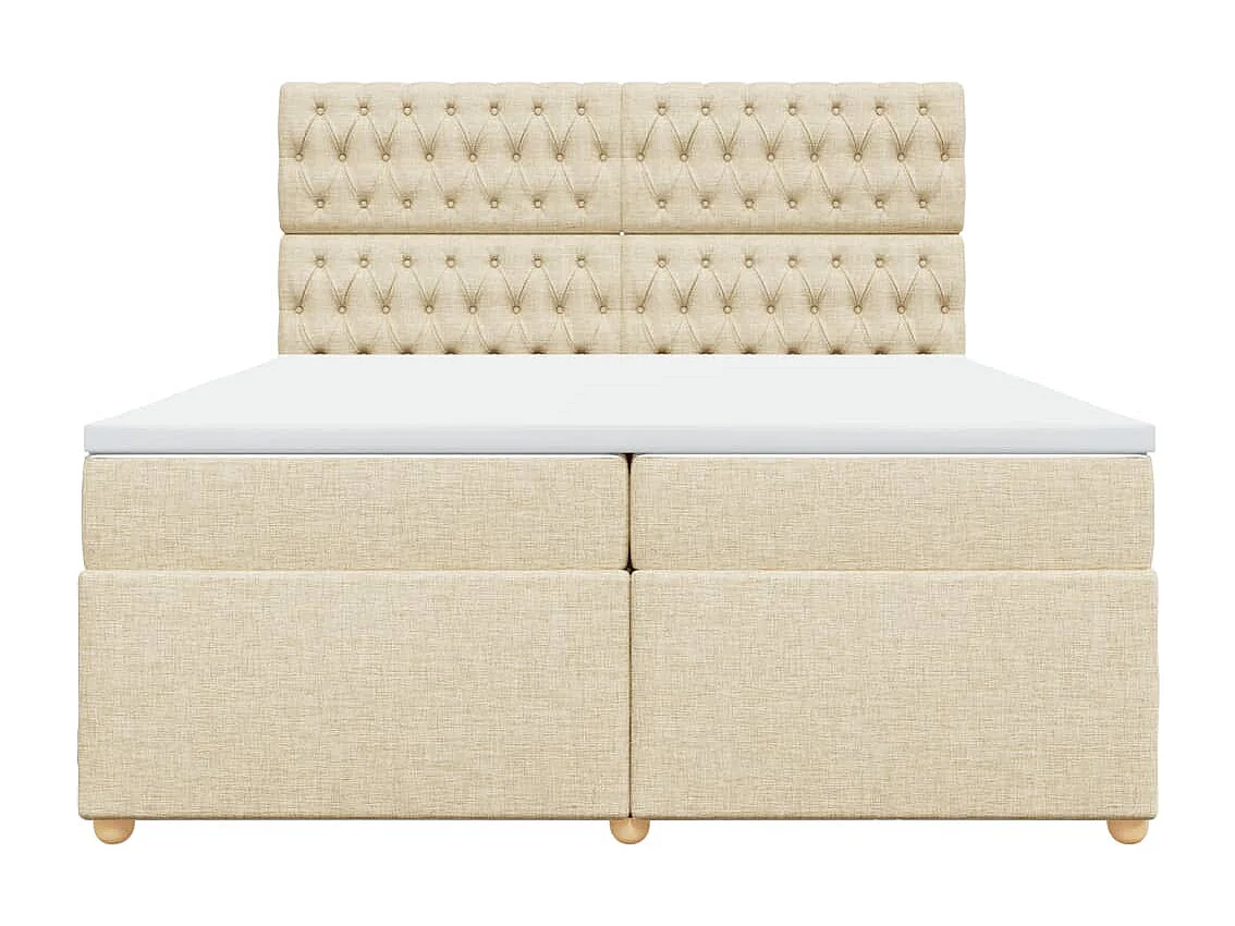 Cama box spring con colchón tela color crema 200x200 cm