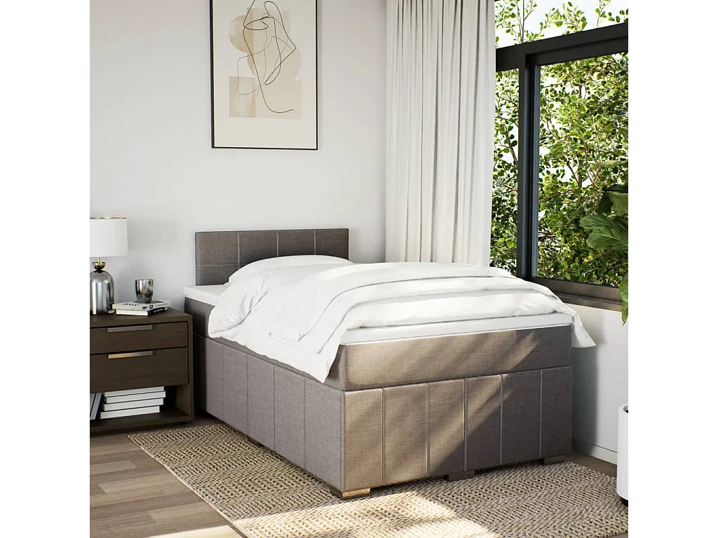 Sommier à lattes de lit avec matelas taupe 120x190 cm tissu