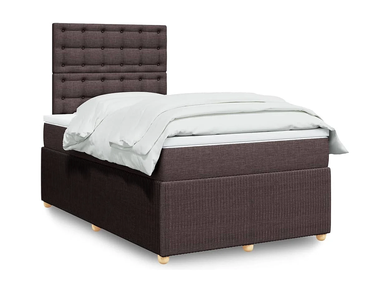Boxspring met matras stof donkerbruin 120x200 cm