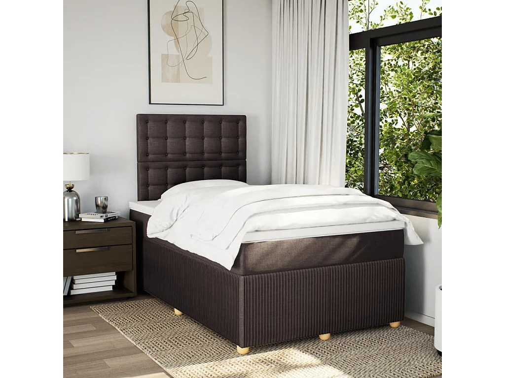 Boxspring met matras stof donkerbruin 120x200 cm