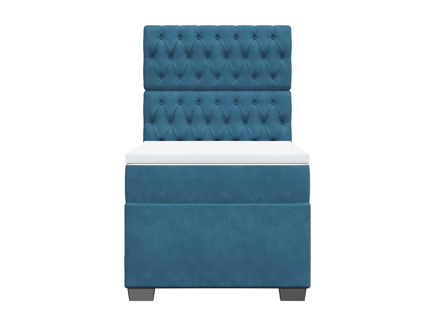 Cama box spring con colchón terciopelo azul 90x200 cm