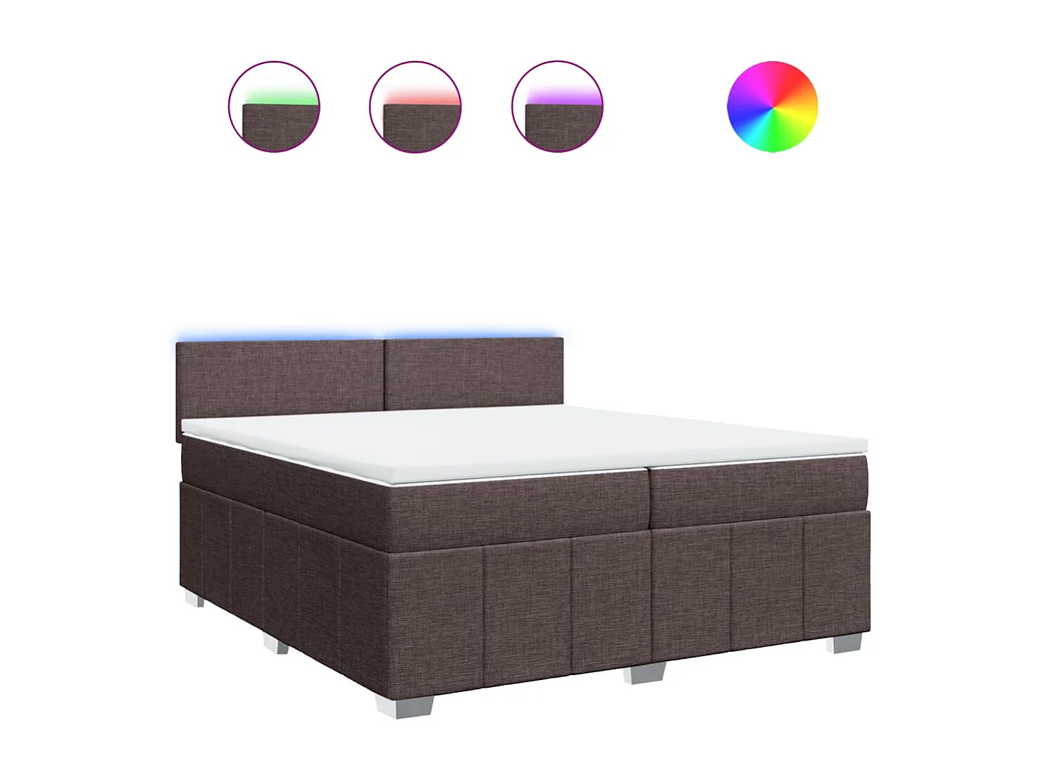 Cama com molas/colchão 200x200 cm tecido castanho-escuro