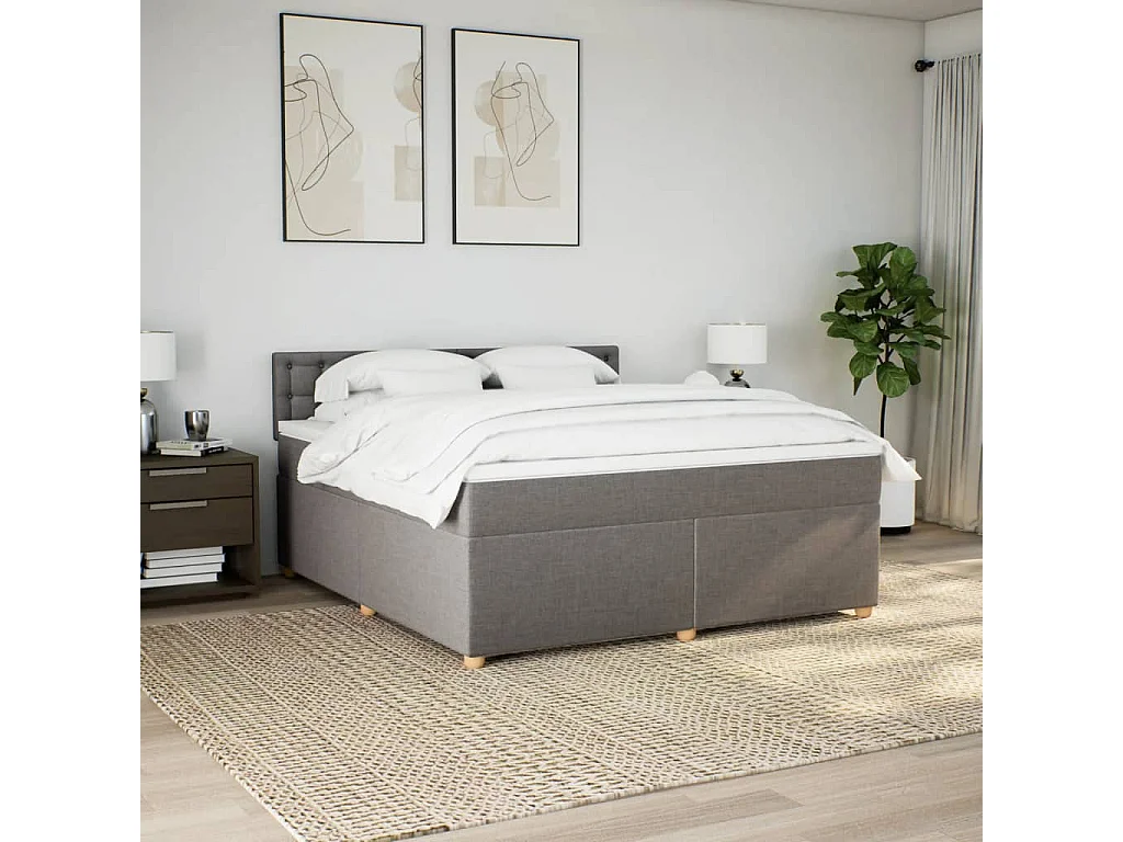 Sommier à lattes de lit avec matelas Taupe 180x200 cm Tissu