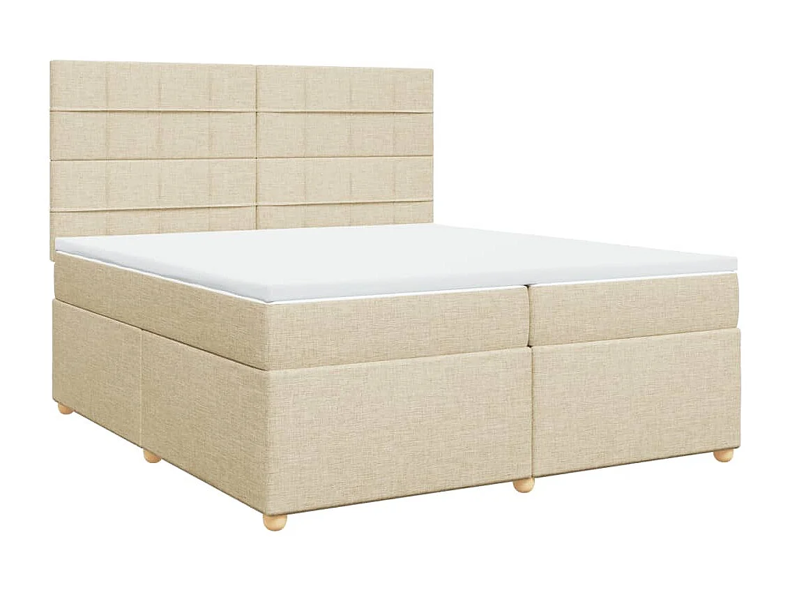 Cama box spring con colchón tela color crema 200x200 cm