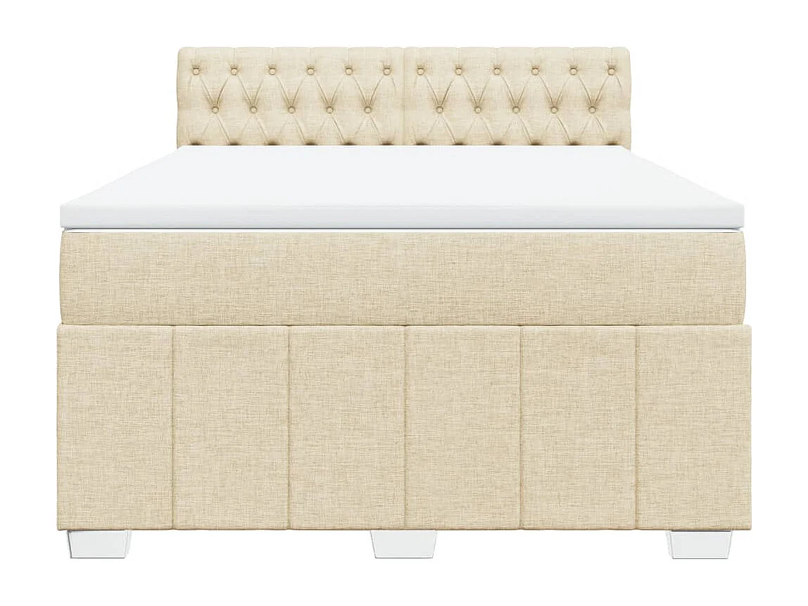 Cama box spring con colchón tela color crema 140x200 cm