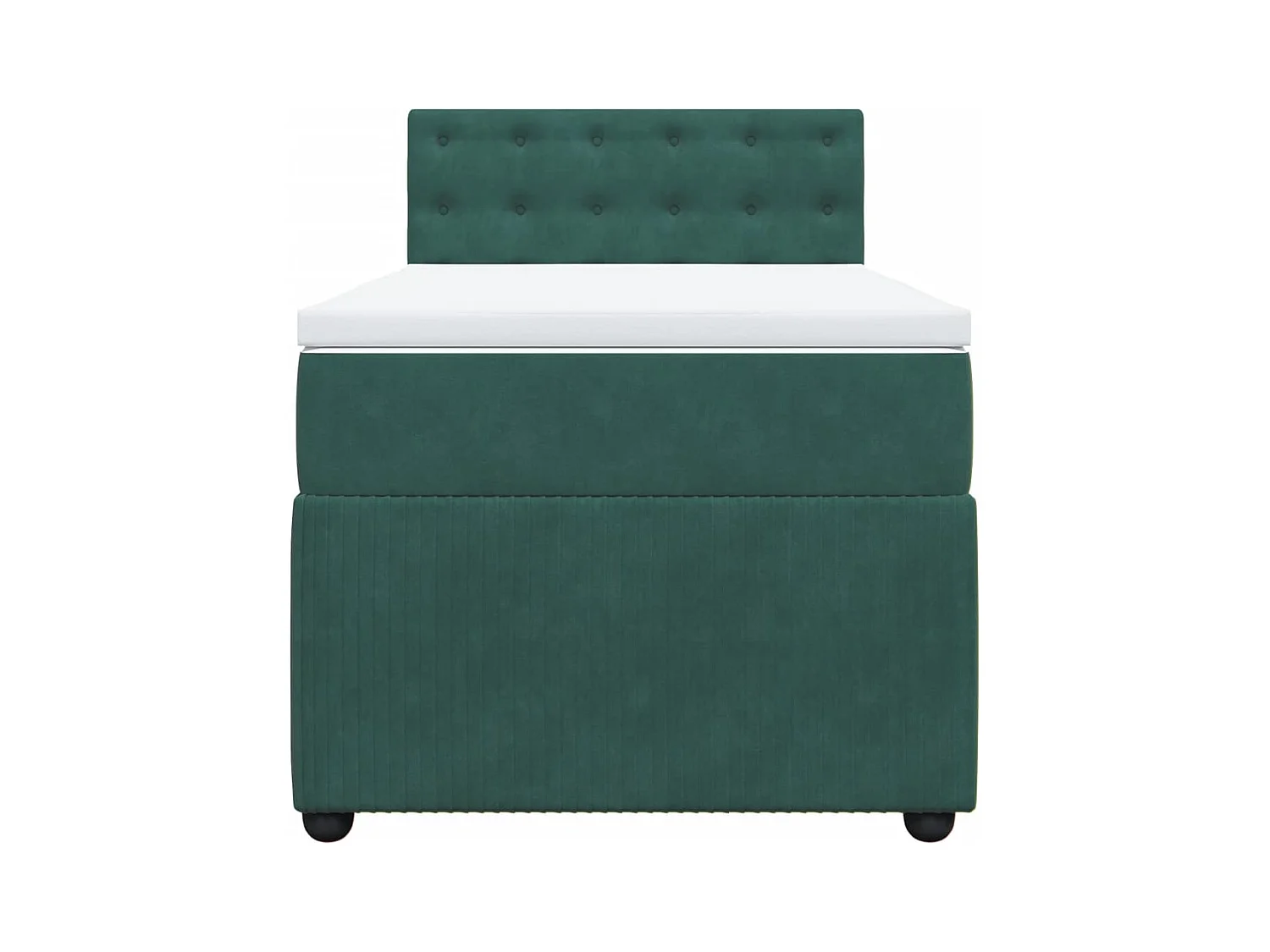 Cama com molas/colchão 90x200 cm veludo verde-escuro