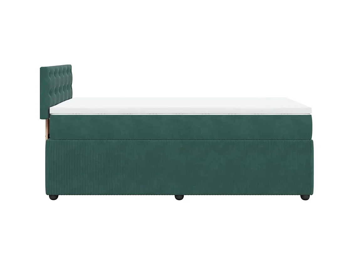 Cama com molas/colchão 90x200 cm veludo verde-escuro
