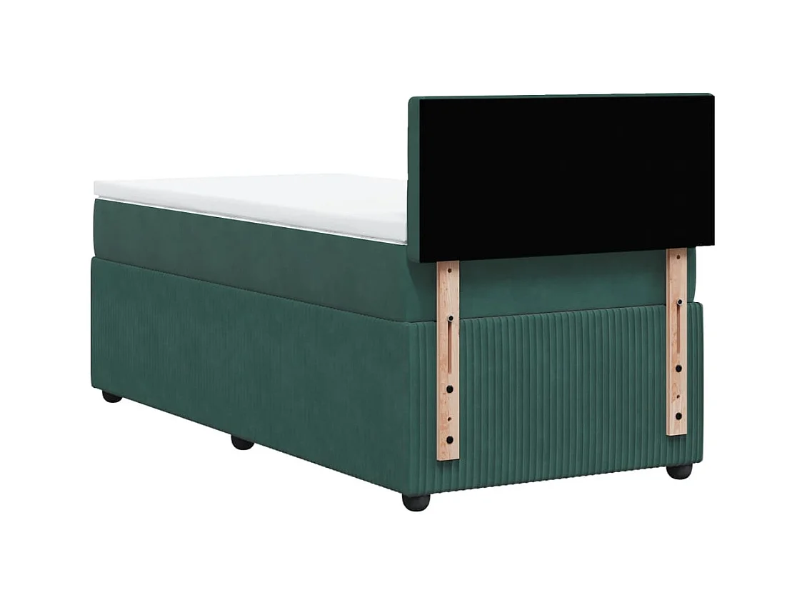 Cama com molas/colchão 90x200 cm veludo verde-escuro