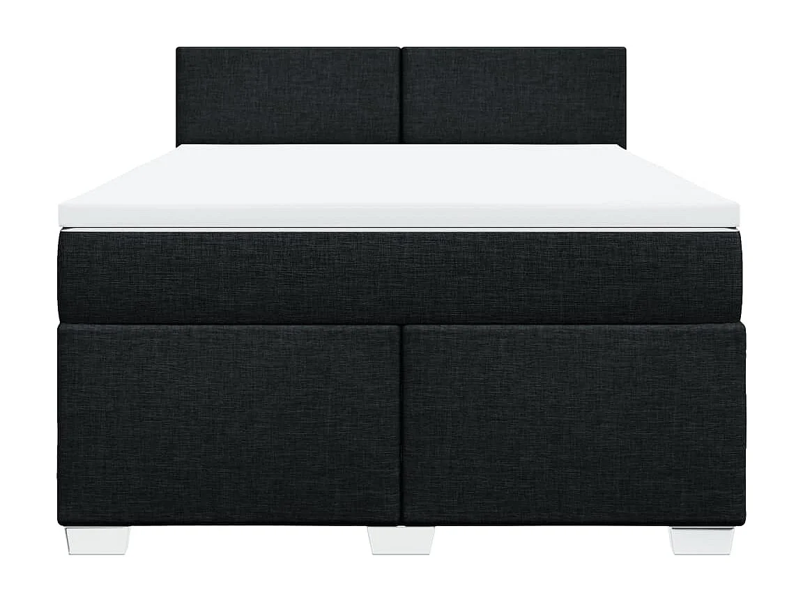 Sommier à lattes de lit avec matelas Noir 160x200 cm Tissu