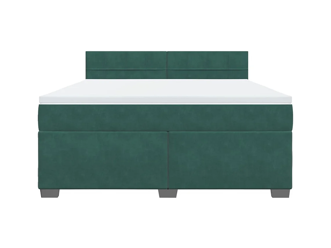 Cama box spring con colchón terciopelo verde oscuro 180x200 cm