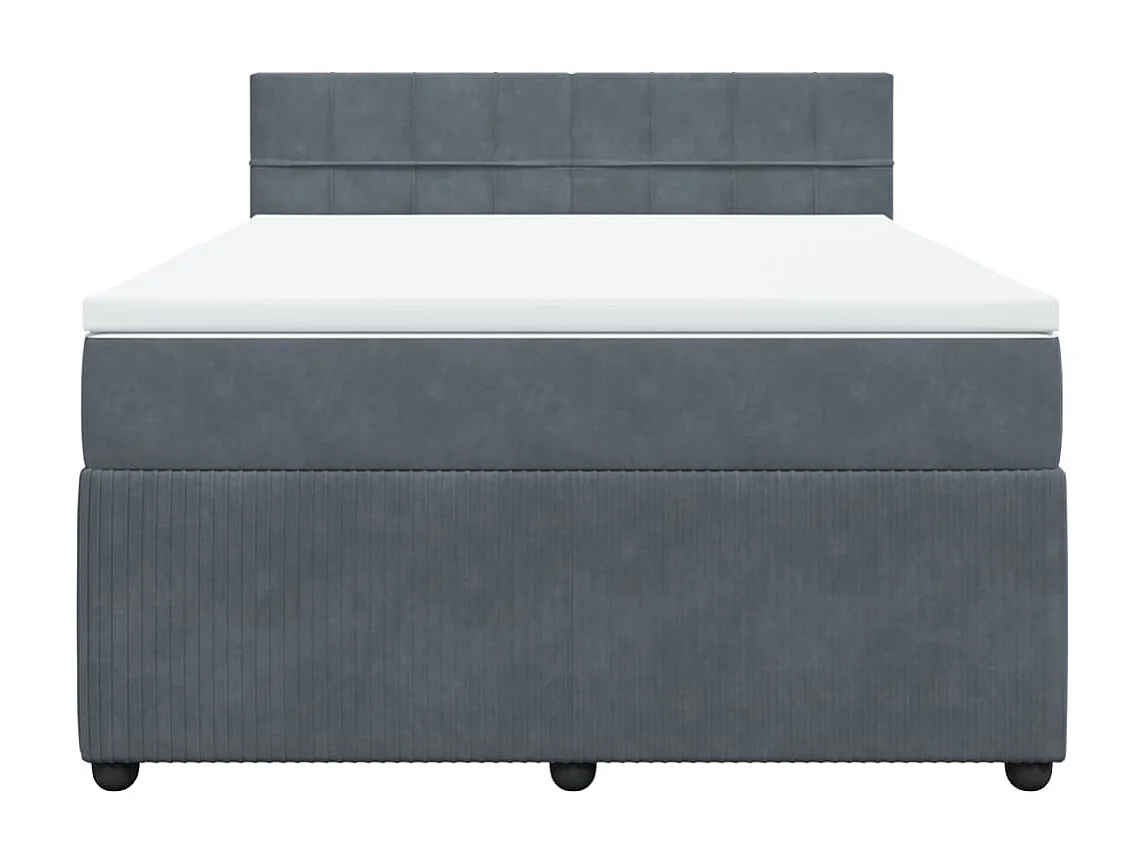 Cama box spring con colchón terciopelo gris oscuro 140x190 cm