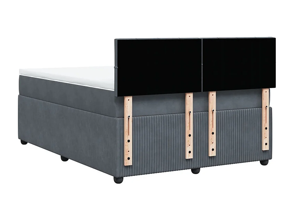 Cama box spring con colchón terciopelo gris oscuro 140x190 cm