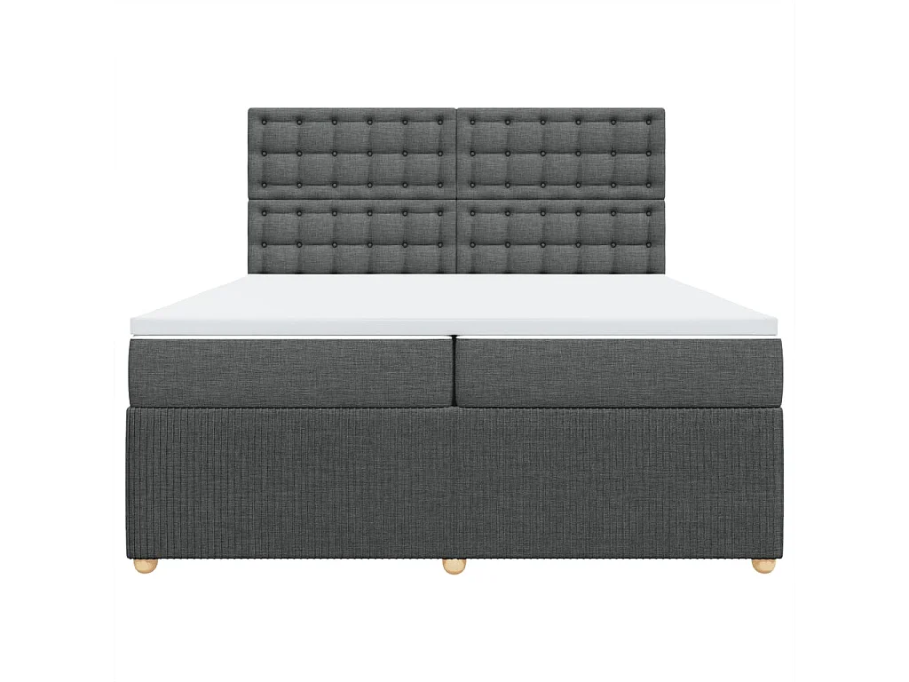 Sommier à lattes de lit avec matelas Gris foncé 200x200cm Tissu