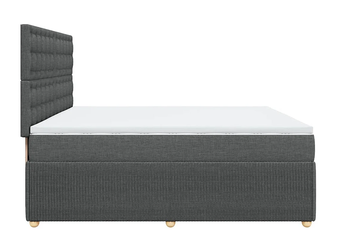 Sommier à lattes de lit avec matelas Gris foncé 200x200cm Tissu