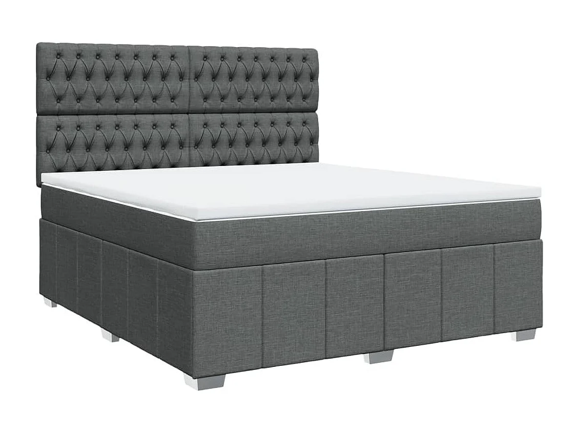Cama box spring con colchón tela gris oscuro 180x200 cm