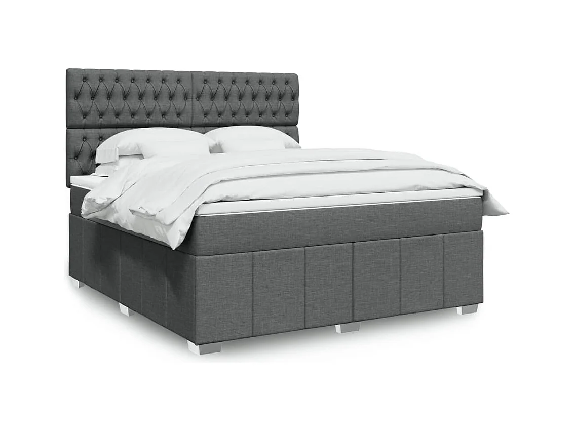 Sommier à lattes de lit avec matelas Gris foncé 180x200cm Tissu