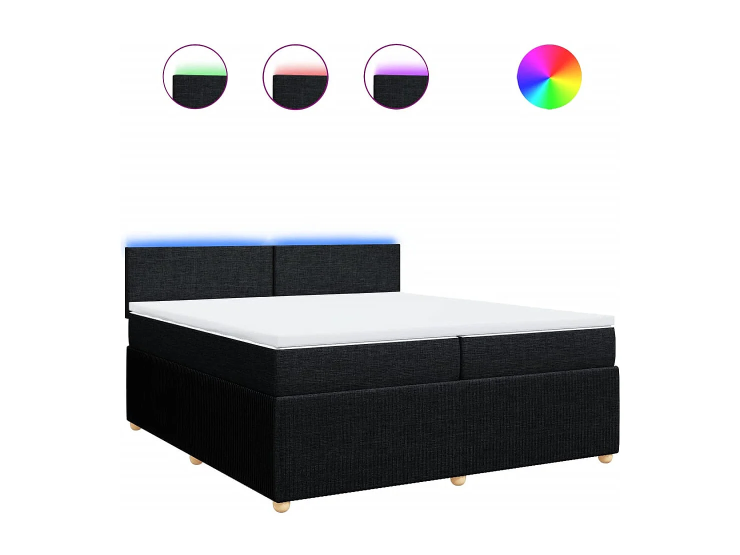 Sommier à lattes de lit avec matelas Noir 200x200 cm Tissu