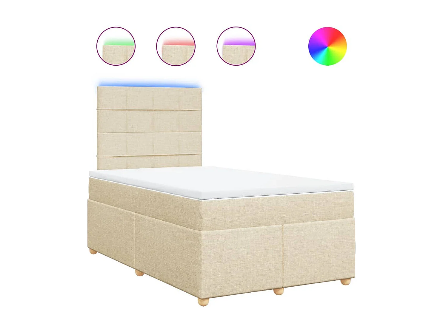 Sommier à lattes de lit avec matelas crème 120x190 cm tissu