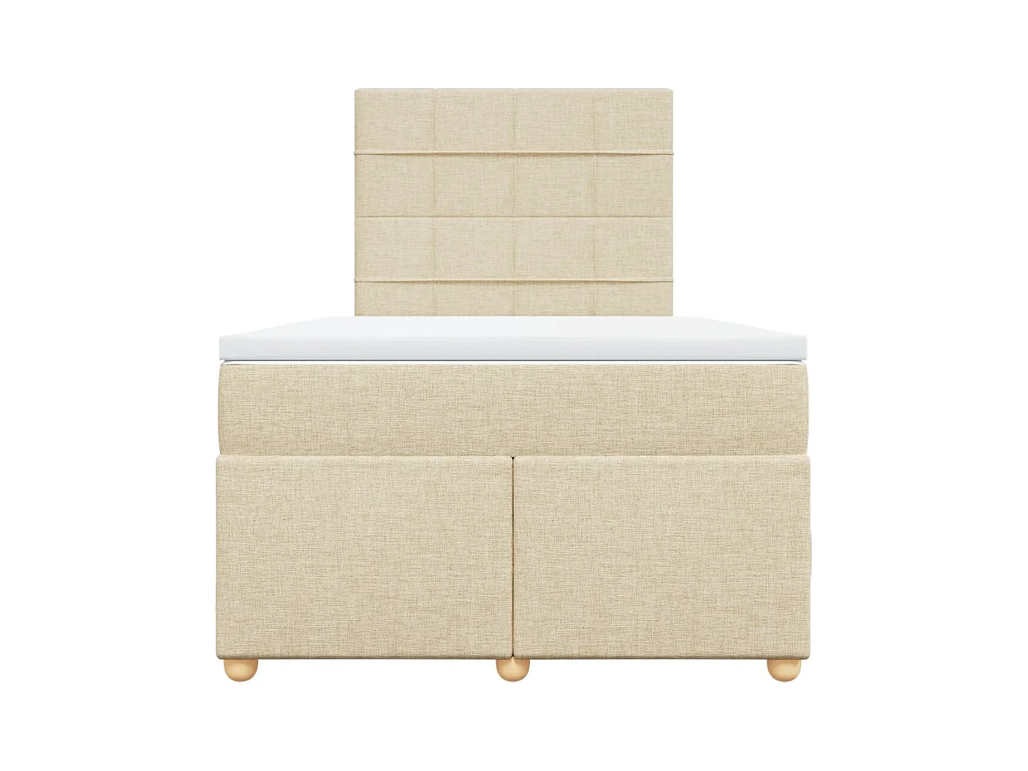 Cama box spring con colchón tela color crema 120x190 cm