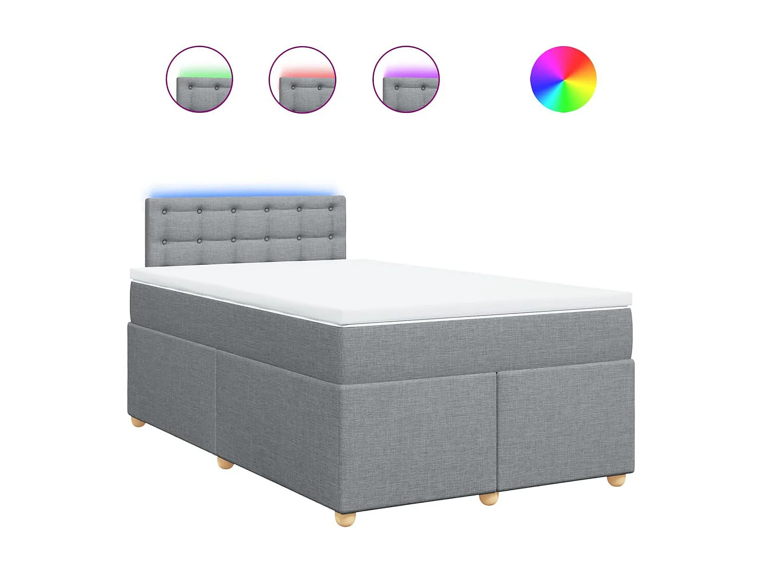 Sommier à lattes de lit et matelas gris clair 120x190 cm tissu