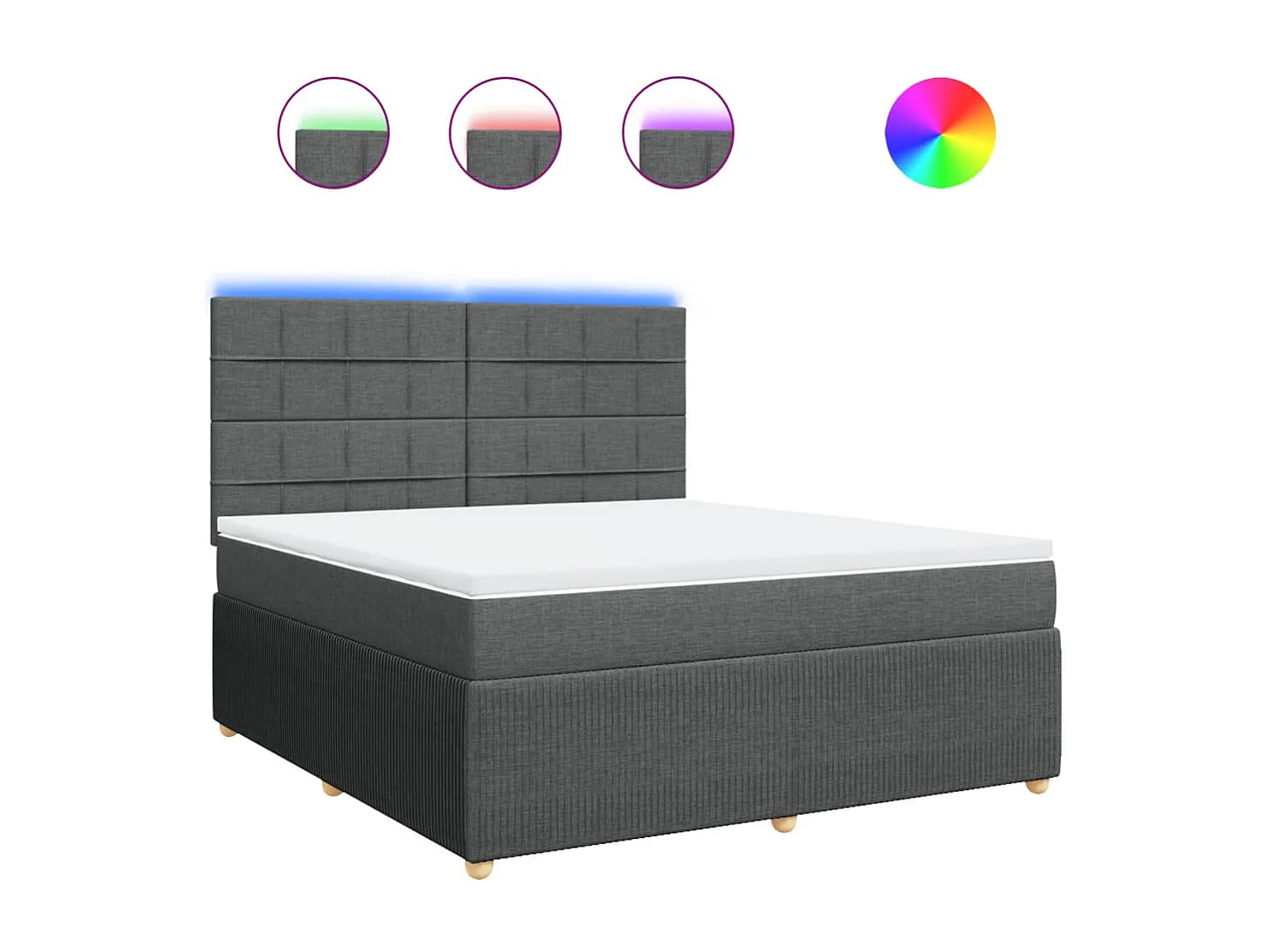 Cama box spring con colchón tela gris oscuro 180x200 cm