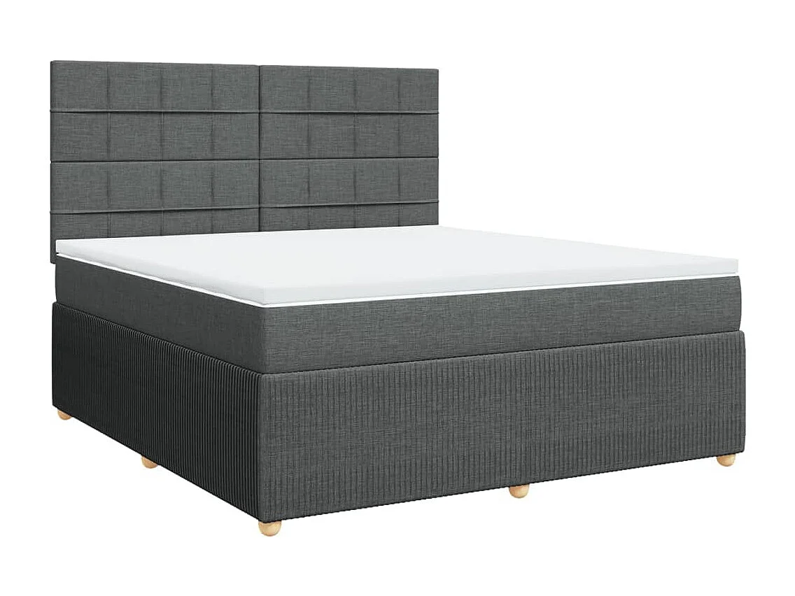Cama box spring con colchón tela gris oscuro 180x200 cm