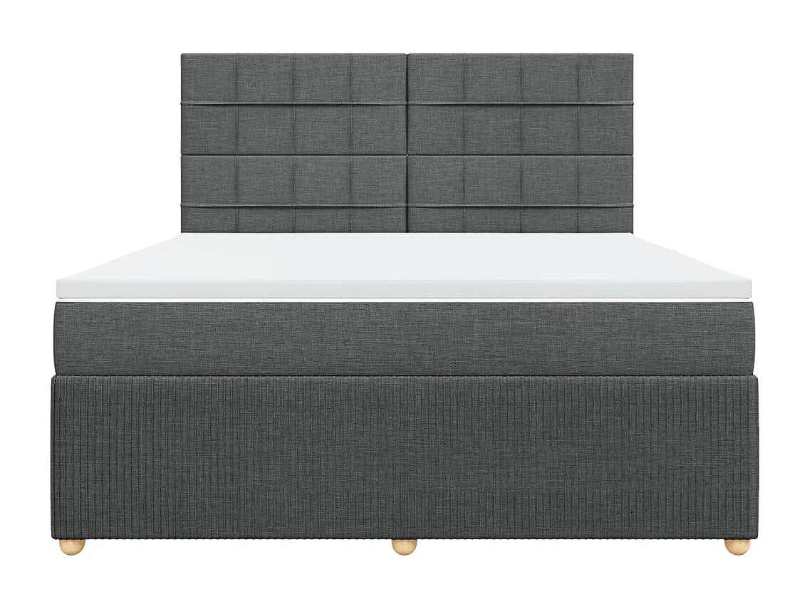 Cama box spring con colchón tela gris oscuro 180x200 cm