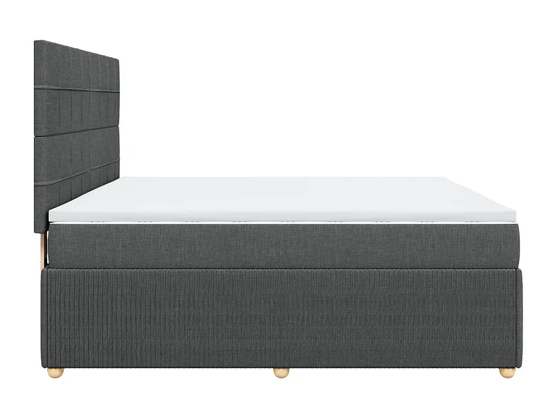 Cama box spring con colchón tela gris oscuro 180x200 cm