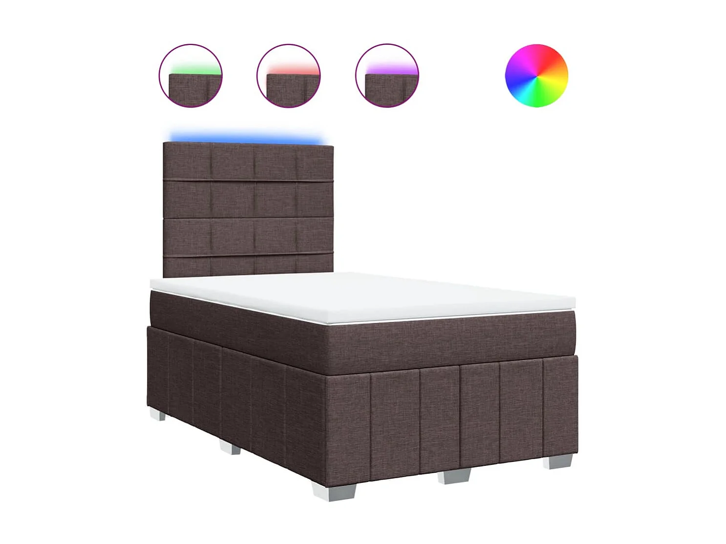 Cama box spring con colchón tela marrón oscuro 120x200 cm