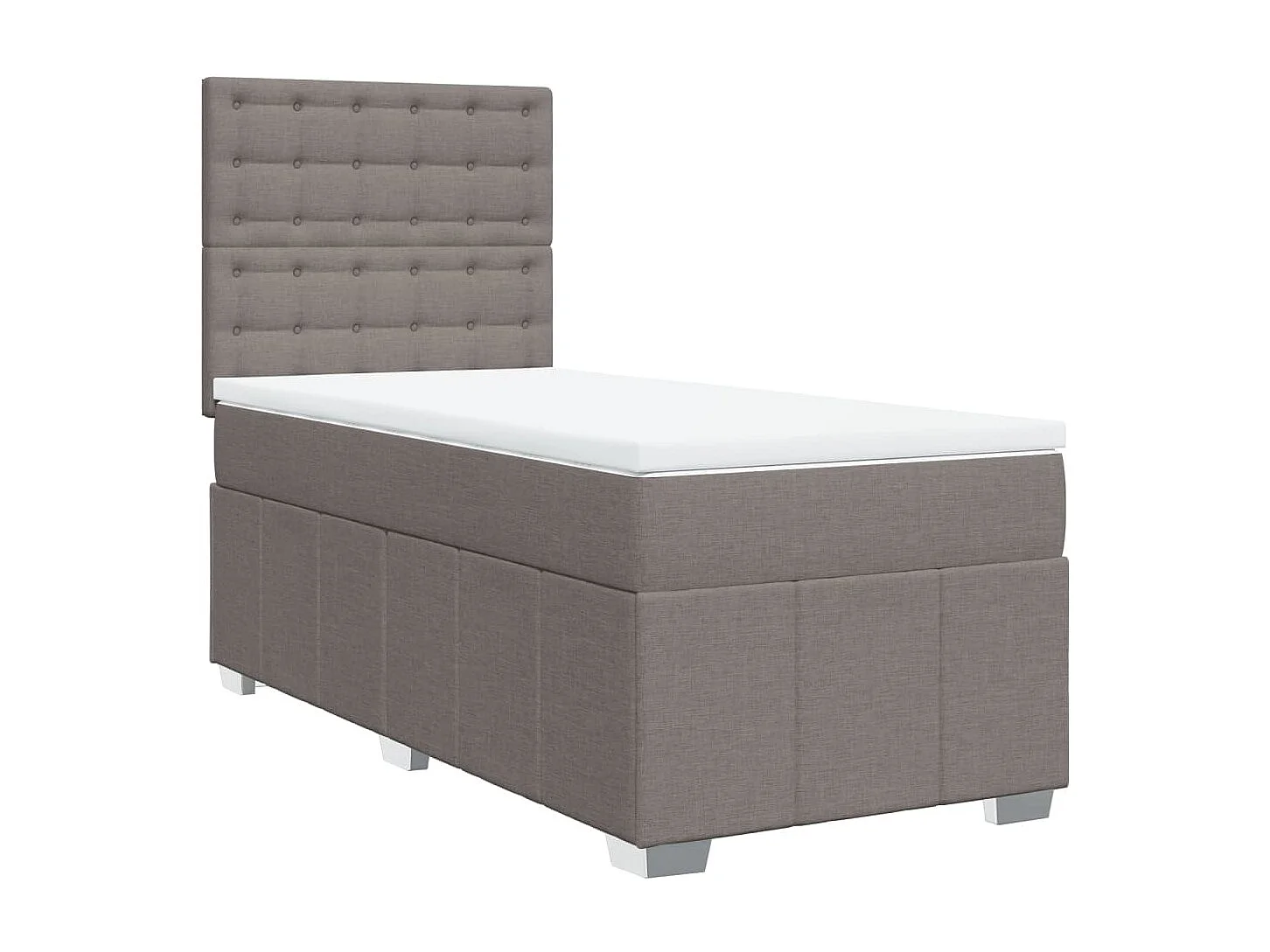 Cama box spring con colchón tela gris taupe 90x190 cm