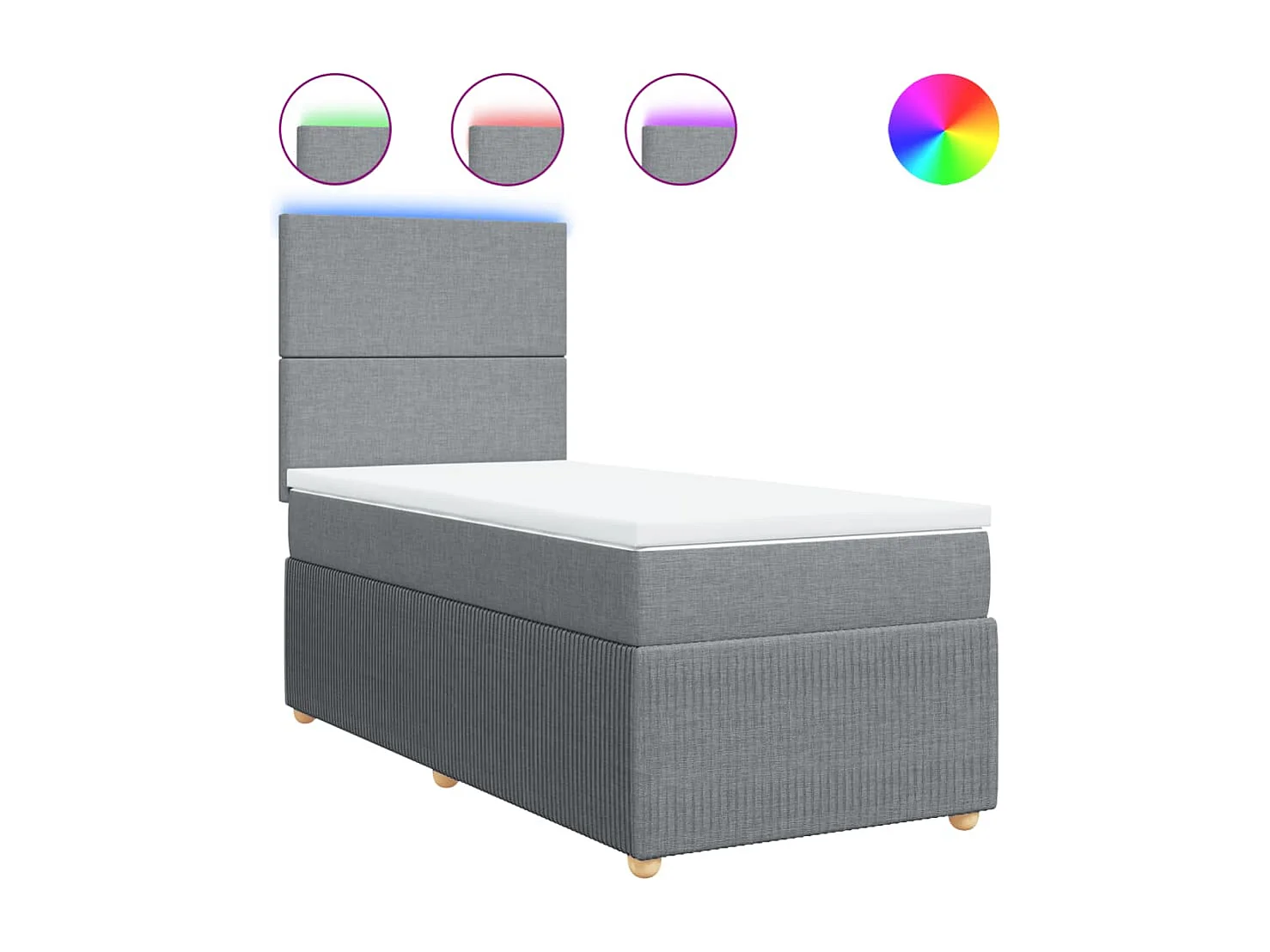 Sommier à lattes de lit avec matelas gris clair 80x200 cm tissu