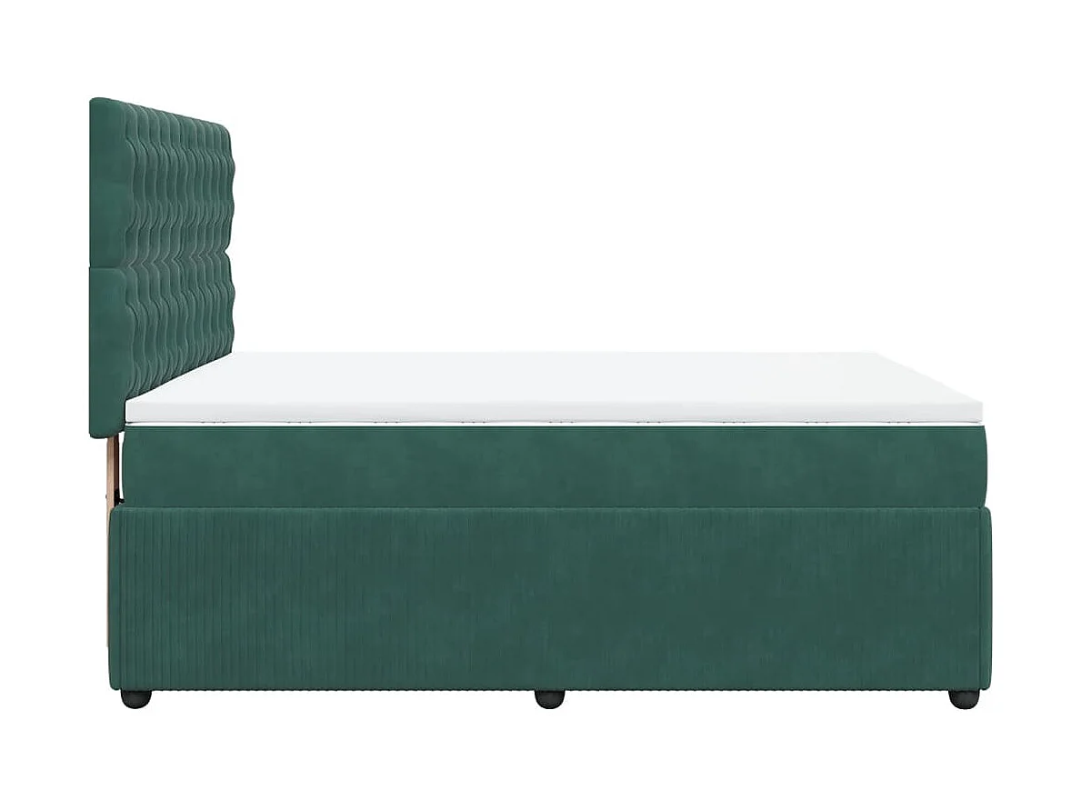 Cama com molas/colchão 140x200 cm veludo verde-escuro