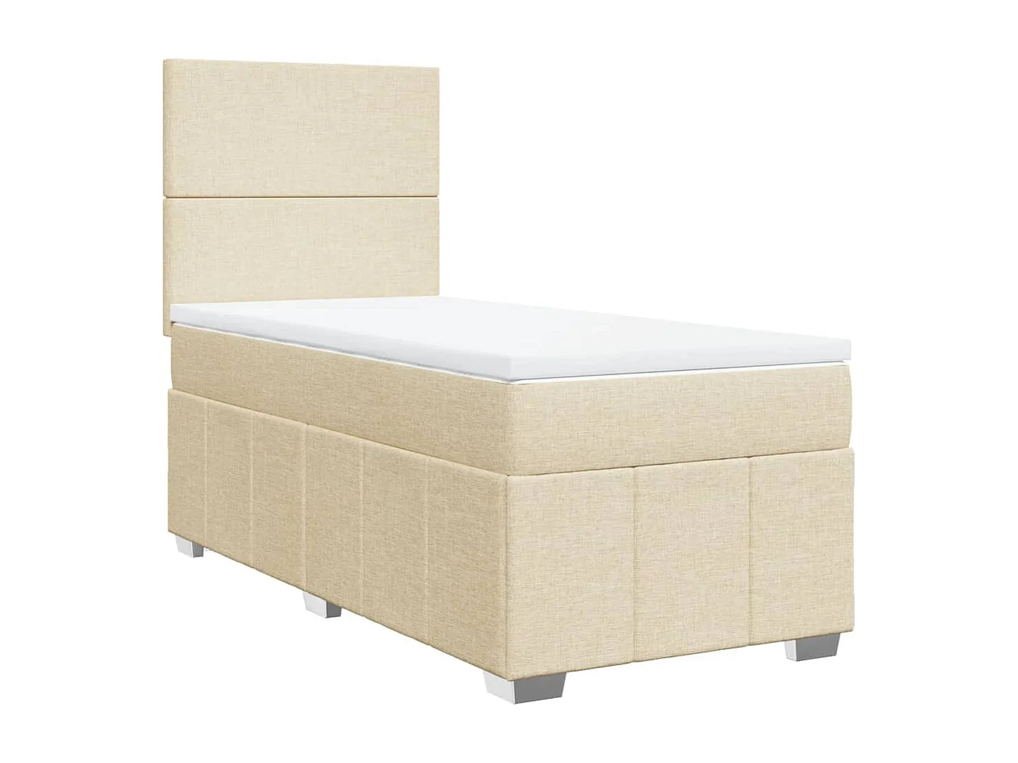 Cama box spring con colchón tela color crema 80x200 cm