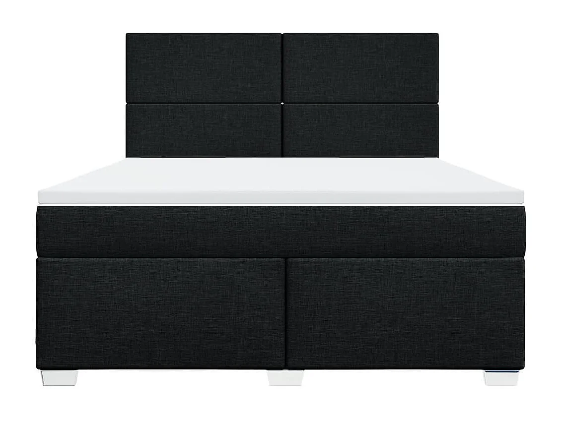 Cama box spring con colchón tela negro 180x200 cm