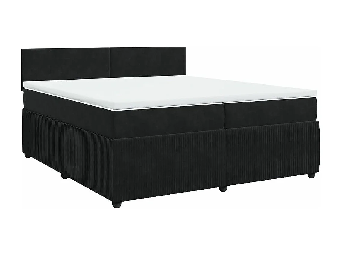 Cama box spring con colchón terciopelo negro 200x200 cm