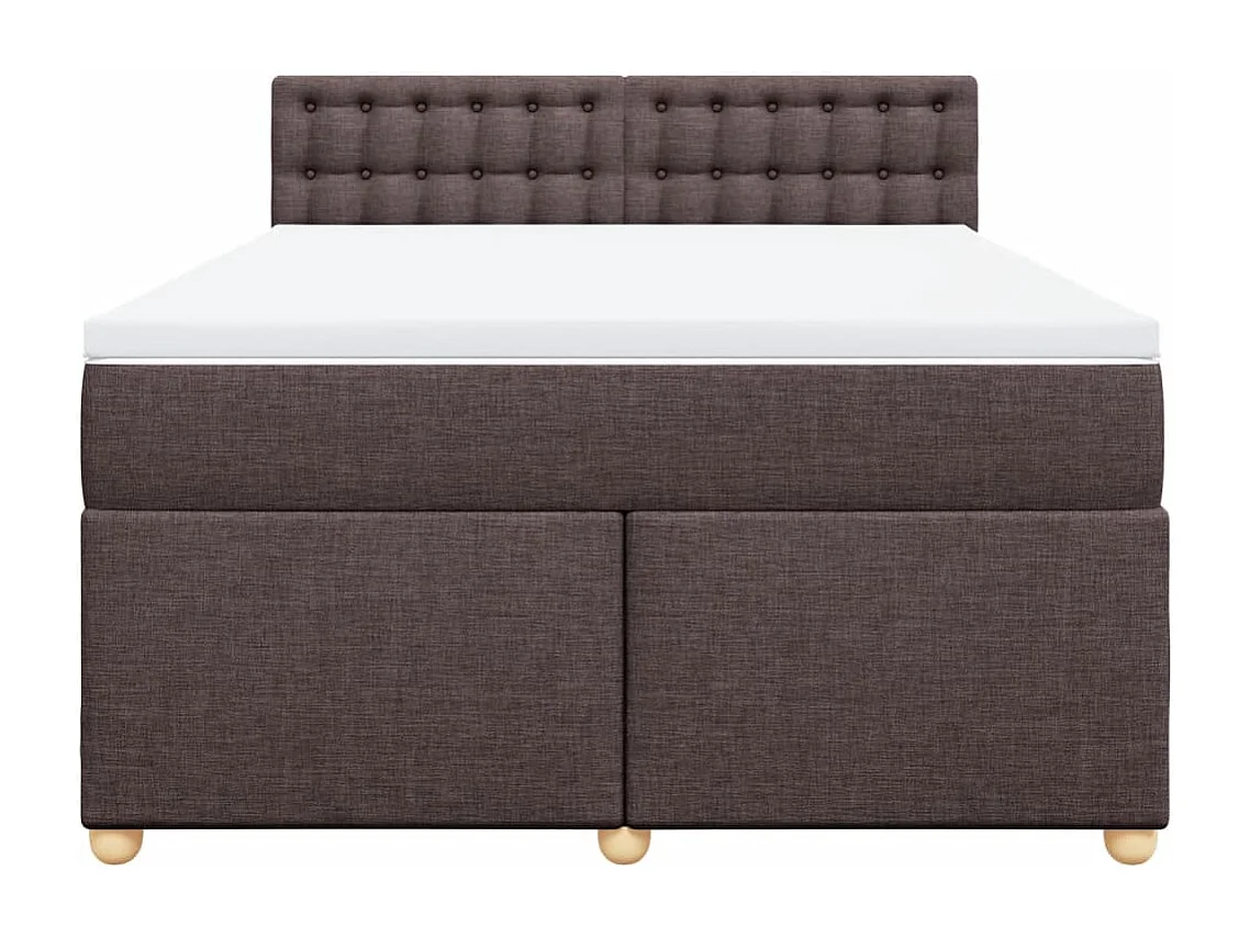 Cama box spring con colchón tela marrón oscuro 160x200 cm