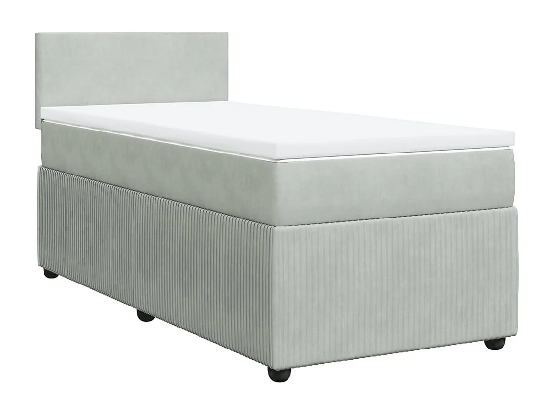Cama box spring con colchón terciopelo gris claro 90x190 cm